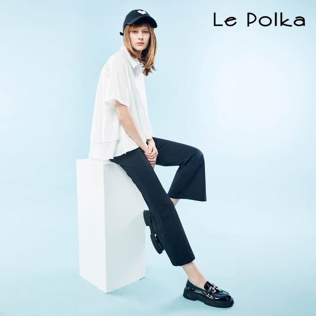 【Le Polka】高腰修身喇叭長褲-女