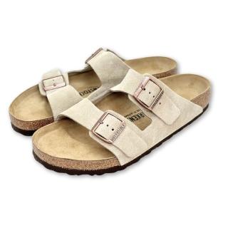 【BIRKENSTOCK 勃肯】現貨 Arizona 男 雙帶扣環麂皮露趾拖鞋 淺褐色 勃肯亞利桑那平底休閒涼鞋 0051461