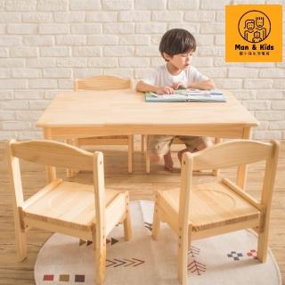 【Man & Kids 寵小孩兒童生活家居】90cm桌面 兒童桌椅組 一桌二椅實木款(幼兒成長桌椅/學習桌/遊戲桌)