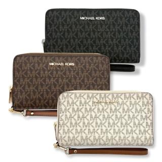 【Michael Kors】男女可用 長夾 可拆式掛帶 PVC防刮皮革 拉鍊全開式 皮夾 可放手機(35F8GTVW9B)