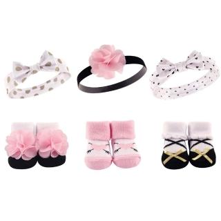 【Hudson Baby】盒損良品福利品!彌月禮盒-女嬰兒髮帶+襪子6件(頭花髮飾寶寶襪新生兒)