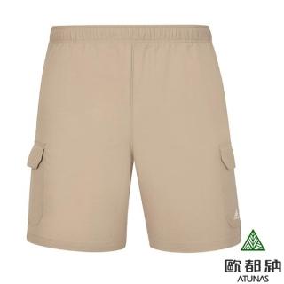 【ATUNAS 歐都納】男 透氣機能短褲.快乾排汗褲.休閒運動褲/鬆緊帶腰圍(A1PA2522M 卡其)