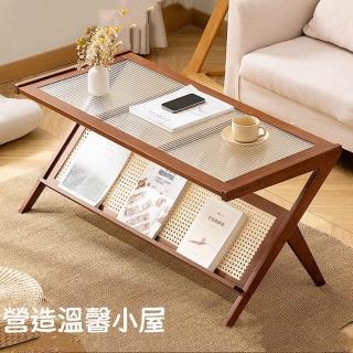 【巨匠】茶几 玻璃茶桌 咖啡桌 木質玻璃茶桌 陽臺收納茶桌 玻璃邊桌(木質長虹玻璃邊桌)