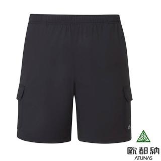 【ATUNAS 歐都納】男 透氣機能短褲.快乾排汗褲.休閒運動褲/鬆緊帶腰圍(A1PA2522M 黑)