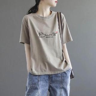 【LANNI 藍尼】★寬鬆字母印花大尺碼上衣(女上衣/舒適/圓領/T恤)
