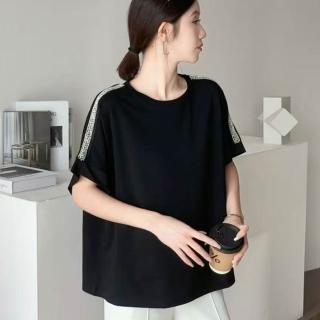 【LANNI 藍尼】★蕾絲拼接圓領寬鬆上衣(女上衣/舒適/百搭/T恤)