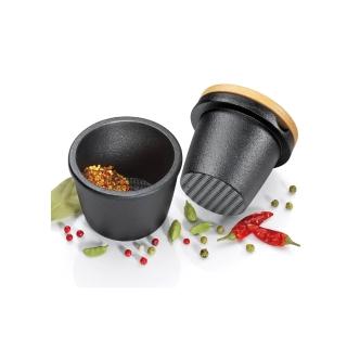 【德國ZASSENHAUS】研磨/裝盛兩用缽｜鑄鐵＋櫸木(研磨缽 搗碎器 搗蒜 香料研磨)