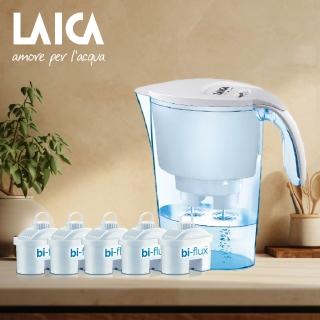 【LAICA 萊卡】義大利原裝進口2.3l高效雙流濾水壺(1壺5芯/共10個月份濾芯)