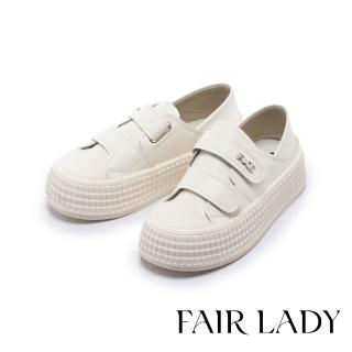 【FAIR LADY】日本京都聯名 HAPPYFACE 簡約雙帶2WAY餅乾厚底休閒鞋(白、5E3021)