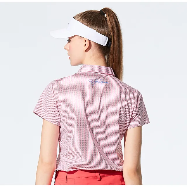 【Jack Nicklaus 金熊】GOLF女款數位印花彈性吸濕排汗高爾夫球衫//POLO衫(粉色)