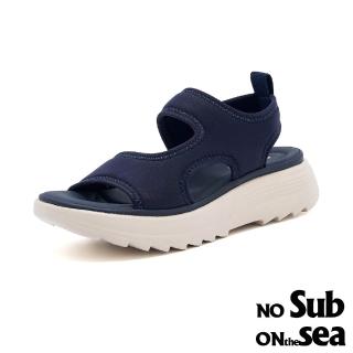 【NO SUB】厚底涼鞋 輕量涼鞋/舒適萊卡布面魔鬼粘釦帶輕量厚底涼鞋(藍)
