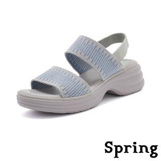 【SPRING】厚底涼鞋 輕量涼鞋/百搭彈力飛織布面舒適輕量厚底涼鞋(灰)