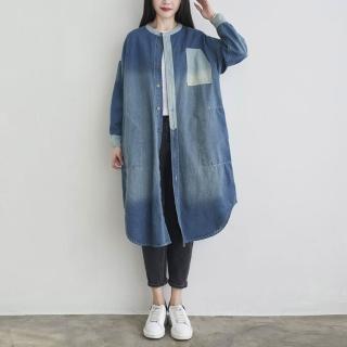 【紐約精品】現貨+預購 風衣外套民族風大衣(圓領拼接大尺碼長款襯衫女外套a1iq43)