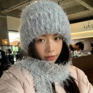 【紐約精品】現貨+預購 毛帽針織帽(帽子圍巾一體毛絨加厚保暖簡約女帽子4色a1ip24)