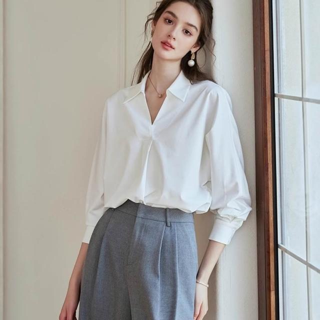 【時尚巴黎】現貨+預購 襯衫蝙蝠袖上衣(別緻設計感V領寬鬆女裝74ke88)
