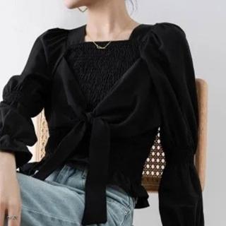 【時尚巴黎】現貨+預購 T恤泡泡袖上衣(法式方領繫帶蝴蝶結女裝74ke35)