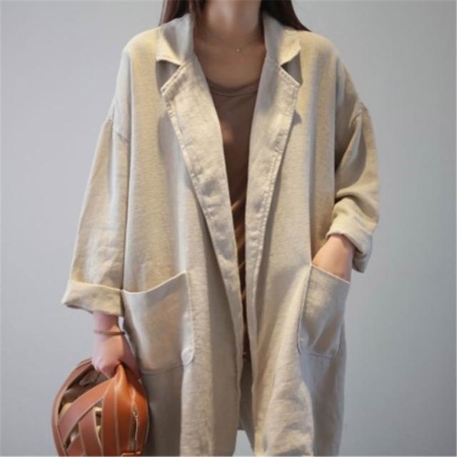 【時尚巴黎】現貨+預購 西裝外套休閒西服(夏季文藝寬鬆中長款女外套2色74ke7)