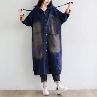 【紐約精品】現貨+預購 風衣外套民族風大衣(做舊蝙蝠袖休閒牛仔女外套a1iq7)