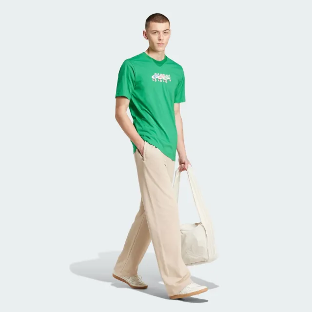 【adidas 愛迪達】短袖上衣 男 三葉草 Q12 TS ROLLER 綠 JP4493