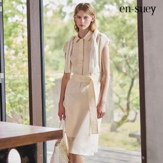 【en-suey 銀穗】半開襟小蓋袖連身洋裝-女