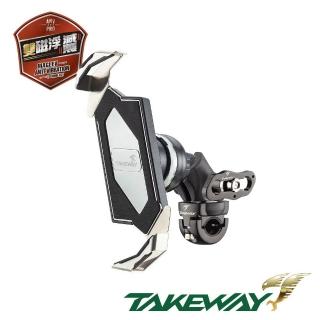 【TAKEWAY】黑隼Z機車手機架-雙磁浮減震-後照鏡環防盜版(LA14-PH05-AnvPRO/偉士牌/重機/摩托車導航手機夾)