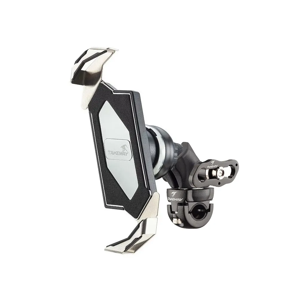 TAKEWAY】黑隼Z機車手機架-雙磁浮減震-後照鏡環防盜版(LA14-PH05