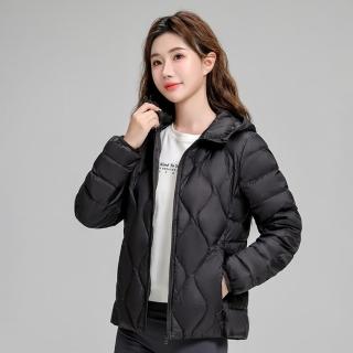 【巴黎精品】現貨秒發 真90%鴨絨輕羽絨外套連帽羽絨衣夾克(保暖波浪紋壓線女外套6色a1hd10)
