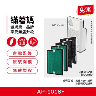 【著媽】濾網2套優惠組(適用 Coway 格威 AP-1018F 1018F格威綠淨力輕都會經典 空氣清淨機)