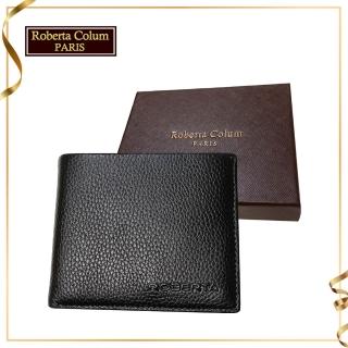 【Roberta Colum】諾貝達 男用皮夾 短夾 專櫃皮夾 進口軟牛皮短夾(24002-1黑色)
