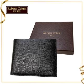 【Roberta Colum】諾貝達 男用皮夾 短夾 專櫃皮夾 進口軟牛皮短夾(24004-1黑色)