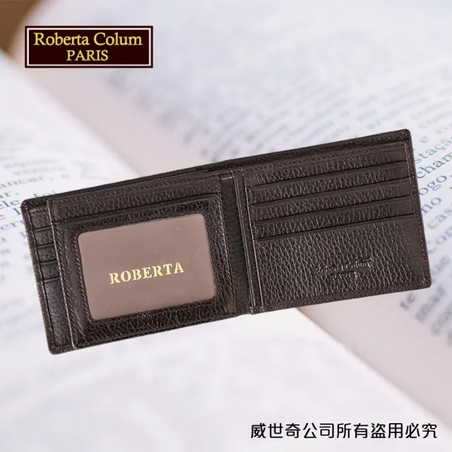 【Roberta Colum】雙11 諾貝達 男用皮夾 短夾 專櫃皮夾 進口軟牛皮短夾(24006-1黑色)