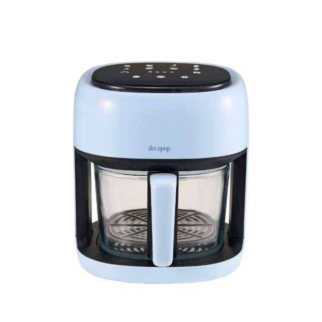 【decopop】智能觸控美型玻璃氣炸鍋4.5L大容量 DP-107(智能控溫/不沾油好清洗/360度均勻加熱)