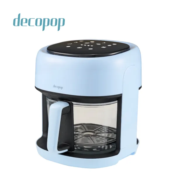 【decopop】智能觸控美型玻璃氣炸鍋4.5L大容量 DP-107(智能控溫/不沾油好清洗/360度均勻加熱)