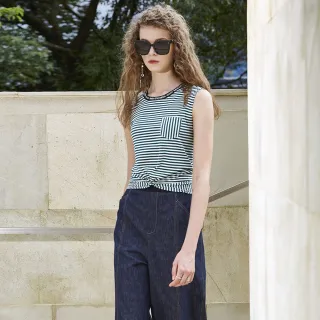 【mia mia】綠細條紋扭結背心