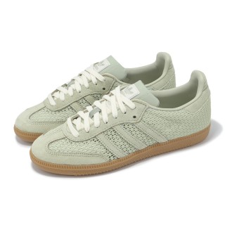 【adidas 愛迪達】休閒鞋 Samba OG W 女鞋 德訓鞋 簍空 編織 綠 愛迪達(KK3529)