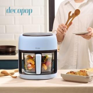 【decopop】智慧觸控美型玻璃氣炸鍋4.5L大容量 DP-107(智慧控溫/不沾油好清洗/360度均勻加熱)