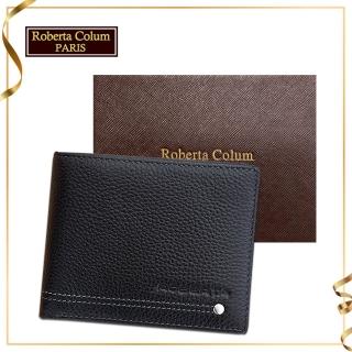 【Roberta Colum】諾貝達 男用專櫃皮夾 12卡片短夾(23157-1黑色)