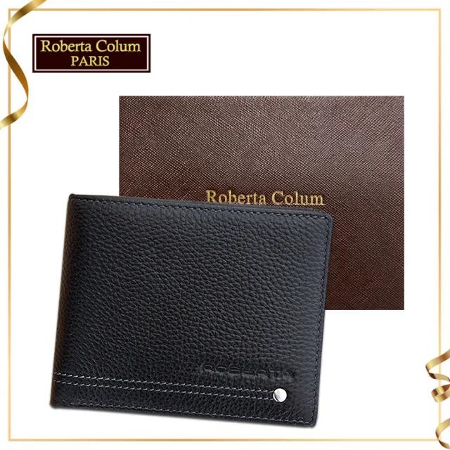 【Roberta Colum】雙11 諾貝達 男用專櫃皮夾 12卡片短夾(23157-1黑色)