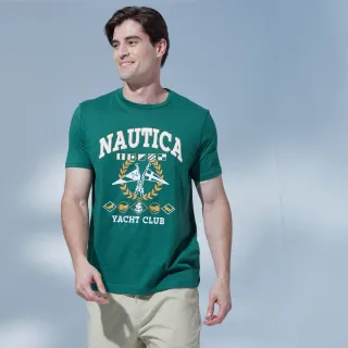 【NAUTICA】官方旗艦 男裝 旗語圖騰印花短袖T恤(綠色)