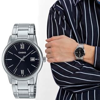 【CASIO 卡西歐】紳士沉穩鋼帶錶(MTP-V002D-1B3)