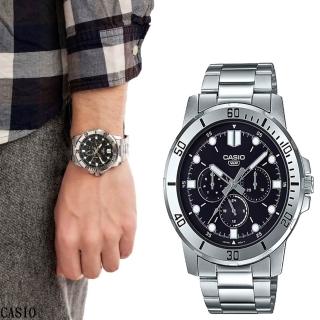 【CASIO 卡西歐】紳士三眼鋼帶錶(MTP-VD300D-1E)
