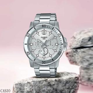 【CASIO 卡西歐】紳士三眼鋼帶錶(MTP-VD300D-7E)