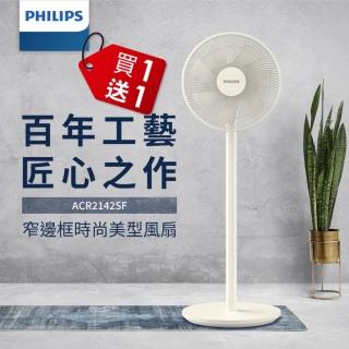 【Philips 飛利浦】買1送1 共2入組!!-12吋 可定時窄邊框時尚美型風扇 7片扇葉設計-檯立兩用(ACR2142SF)