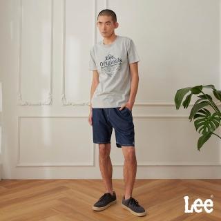 【Lee 官方旗艦】男裝 牛仔短褲 / 908 抽繩 鬆緊腰頭 休閒短褲 深藍洗水(LB522011898)