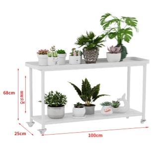 【w雲仲森傢俱】雙層 100*25*68cm(花架 鐵藝花架 移動花架 陽臺花架 置物架 花盆架 盆景架 預購15天)