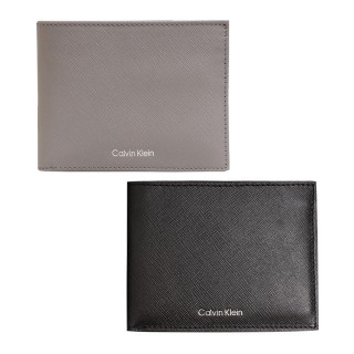【Calvin Klein 凱文克萊】CK燙銀LOGO防刮皮革1+1抽式卡夾男短夾/皮夾禮盒/CK短夾(多色可選)