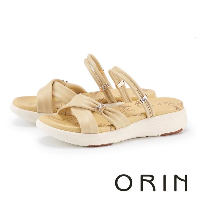 【ORIN】質感羊皮甜美鑽飾涼拖鞋(黃色)