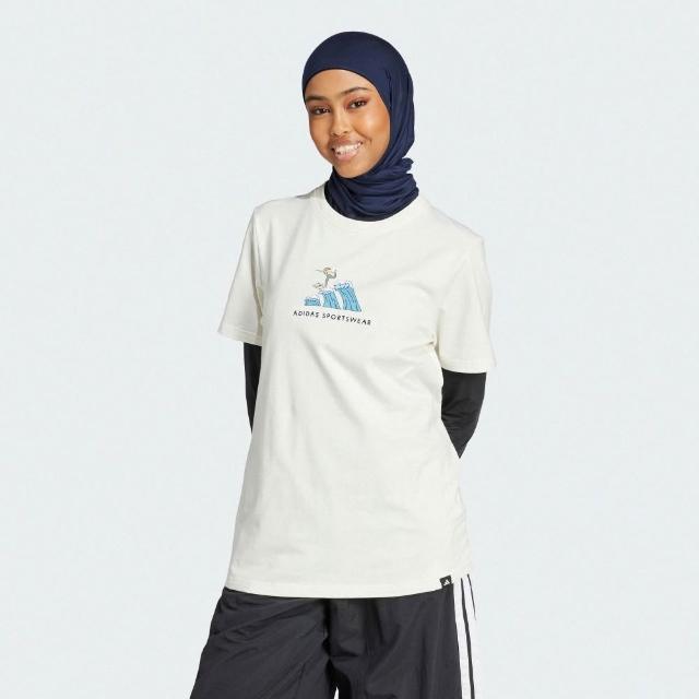 【adidas 愛迪達】短袖上衣 女 亞規 W C DDL SURF T 米 JX5330