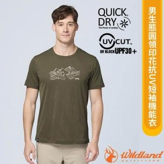 【Wildland 荒野】男 生態圓領印花抗UV短袖機能衣.圓領T恤.休閒運動衫(0B31628-179 忘憂森林)