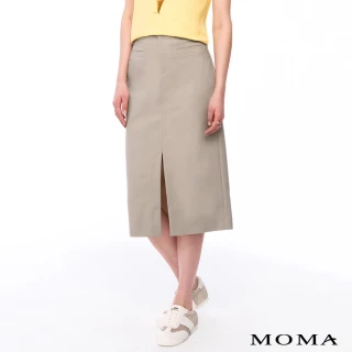【MOMA】雙色腰頭開衩鉛筆裙(兩色)